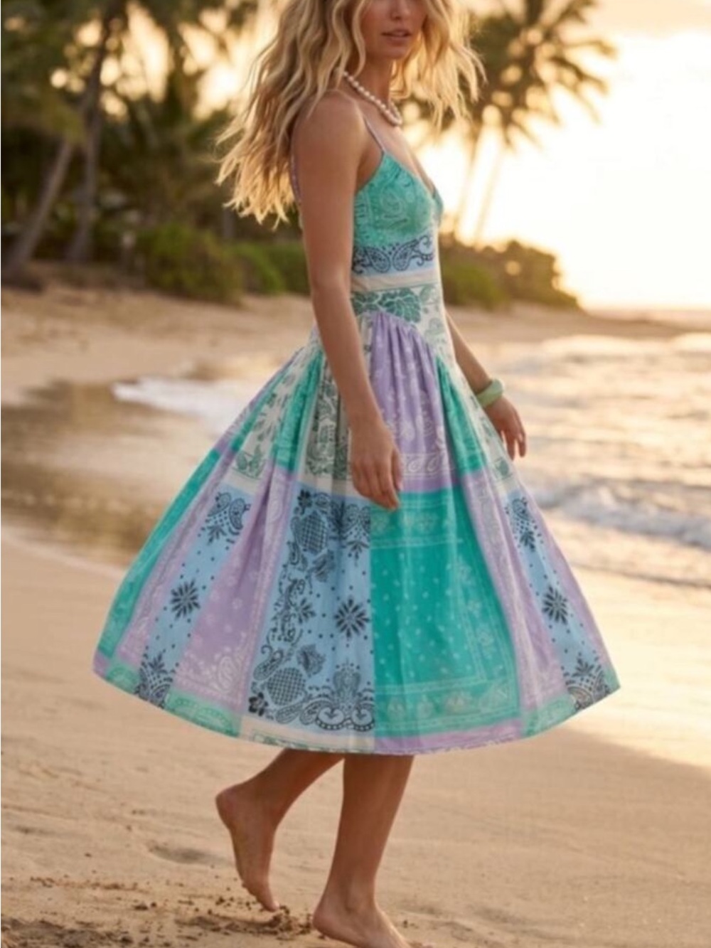 Nwt Free People Wish you would Midi Dress M patchwork bandana print
